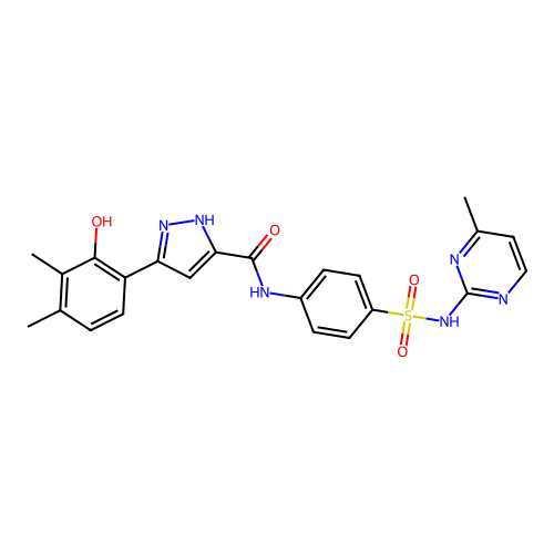 5-(2-hydroxy-3,4-dimethylphenyl)-N-{4-[(4-methylpyrimidin-2-yl)sulfamoyl]phenyl}-1H-pyrazole-3-carboxamide structure