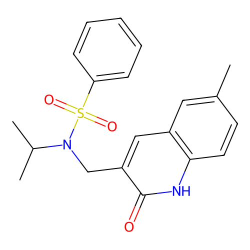 N-((2-hydroxy-6-methylquinolin-3-yl)methyl)-N-isopropylbenzenesulfonamide structure