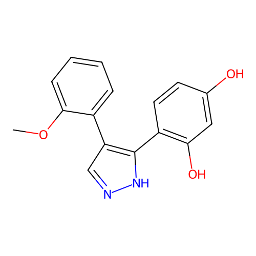 4-(4-(2-methoxyphenyl)-1H-pyrazol-3-yl)benzene-1,3-diol structure