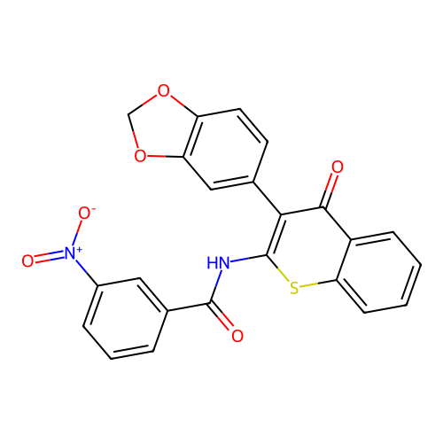 N-[3-(1,3-benzodioxol-5-yl)-4-oxo-4H-thiochromen-2-yl]-3-nitrobenzamide structure