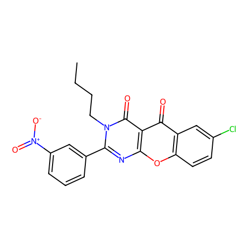 3-butyl-7-chloro-2-(3-nitrophenyl)-3H-chromeno[2,3-d]pyrimidine-4,5-dione structure