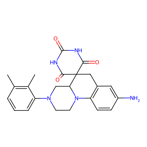 8'-amino-3'-(2,3-dimethylphenyl)spiro[1,3-diazinane-5,5'-2,4,4a,6-tetrahydro-1H-pyrazino[1,2-a]quinoline]-2,4,6-trione structure