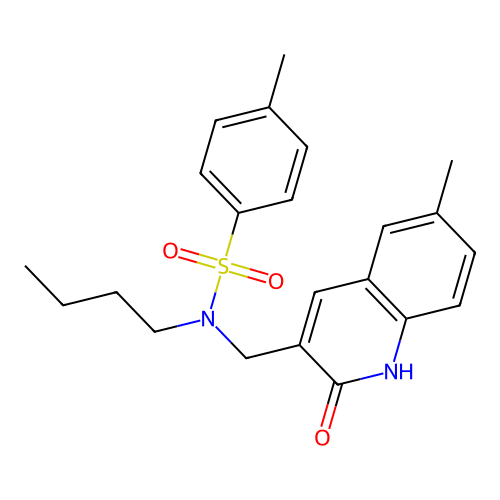 N-butyl-N-((2-hydroxy-6-methylquinolin-3-yl)methyl)-4-methylbenzenesulfonamide structure