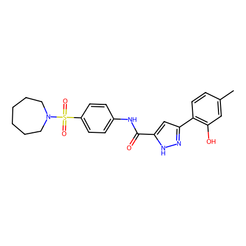 N-[4-(azepan-1-ylsulfonyl)phenyl]-5-(2-hydroxy-4-methylphenyl)-1H-pyrazole-3-carboxamide structure