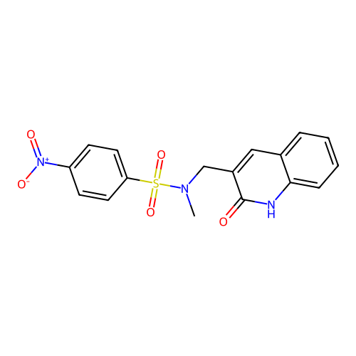 N-methyl-4-nitro-N-[(2-oxo-1H-quinolin-3-yl)methyl]benzenesulfonamide structure