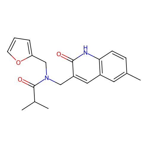 N-(furan-2-ylmethyl)-N-((2-hydroxy-6-methylquinolin-3-yl)methyl)isobutyramide structure