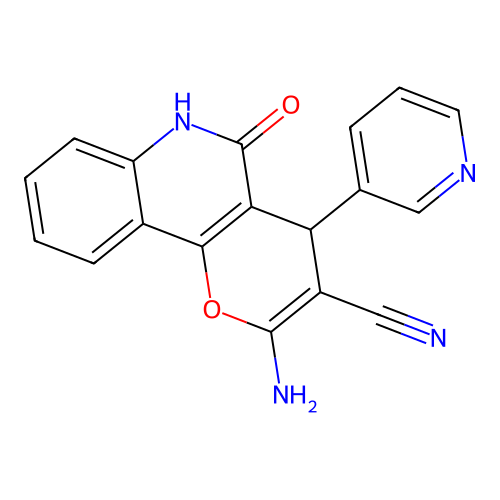 2-amino-5-oxo-4-(pyridin-3-yl)-5,6-dihydro-4H-pyrano[3,2-c]quinoline-3-carbonitrile structure