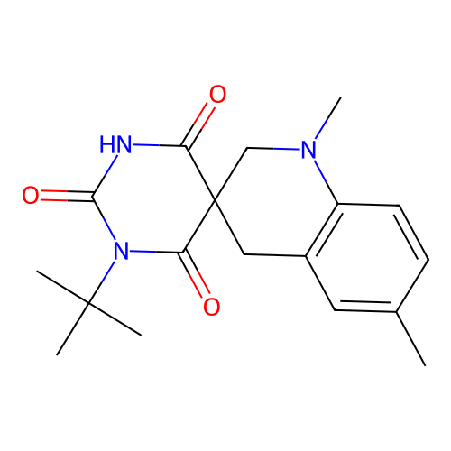 3-tert-butyl-6-hydroxy-1',6'-dimethyl-1',4'-dihydro-2H,2'H-spiro[pyrimidine-5,3'-quinoline]-2,4(3H)-dione structure