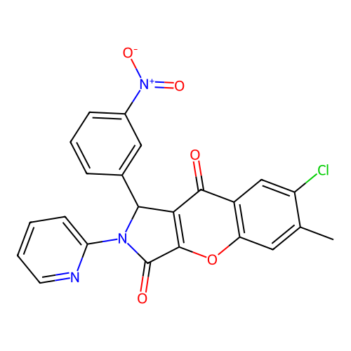 7-chloro-6-methyl-1-(3-nitrophenyl)-2-(pyridin-2-yl)-1,2-dihydrochromeno[2,3-c]pyrrole-3,9-dione structure