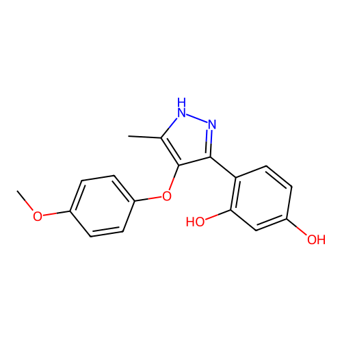4-[4-(4-methoxyphenoxy)-5-methyl-1H-pyrazol-3-yl]benzene-1,3-diol structure