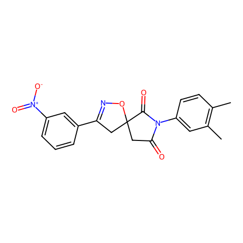 7-(3,4-dimethylphenyl)-3-(3-nitrophenyl)-1-oxa-2,7-diazaspiro[4.4]non-2-ene-6,8-dione structure