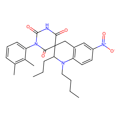 1'-butyl-1-(2,3-dimethylphenyl)-6'-nitro-2'-propyl-2',4'-dihydro-1H,1'H-spiro[pyrimidine-5,3'-quinoline]-2,4,6(3H)-trione structure