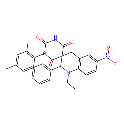 1-(2,4-dimethylphenyl)-1'-ethyl-6'-nitro-2'-phenyl-2',4'-dihydro-1H,1'H-spiro[pyrimidine-5,3'-quinoline]-2,4,6(3H)-trione structure