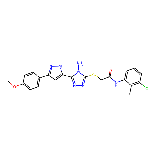 2-((4-amino-5-(3-(4-methoxyphenyl)-1H-pyrazol-5-yl)-4H-1,2,4-triazol-3-yl)thio)-N-(3-chloro-2-methylphenyl)acetamide structure