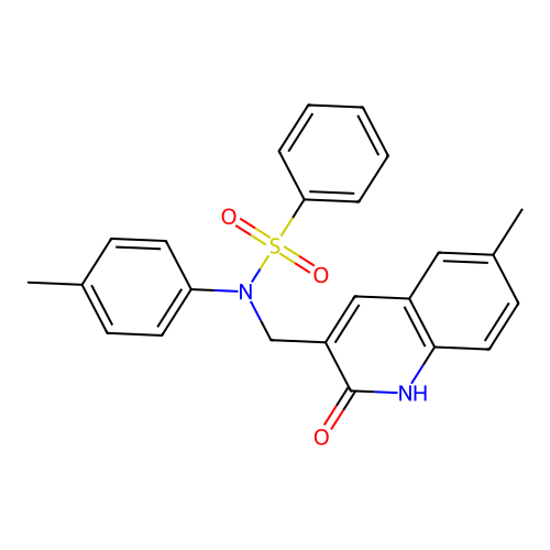 N-[(6-methyl-2-oxo-1H-quinolin-3-yl)methyl]-N-(4-methylphenyl)benzenesulfonamide structure
