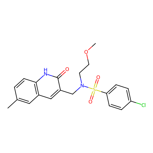 4-chloro-N-((2-hydroxy-6-methylquinolin-3-yl)methyl)-N-(2-methoxyethyl)benzenesulfonamide structure