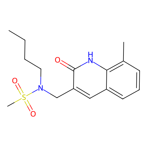 N-butyl-N-[(8-methyl-2-oxo-1H-quinolin-3-yl)methyl]methanesulfonamide structure