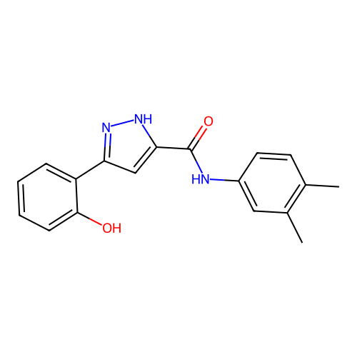 N-(3,4-dimethylphenyl)-5-(2-hydroxyphenyl)-1H-pyrazole-3-carboxamide structure