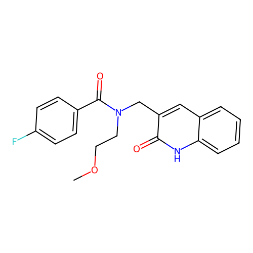 4-fluoro-N-(2-methoxyethyl)-N-[(2-oxo-1,2-dihydroquinolin-3-yl)methyl]benzamide structure