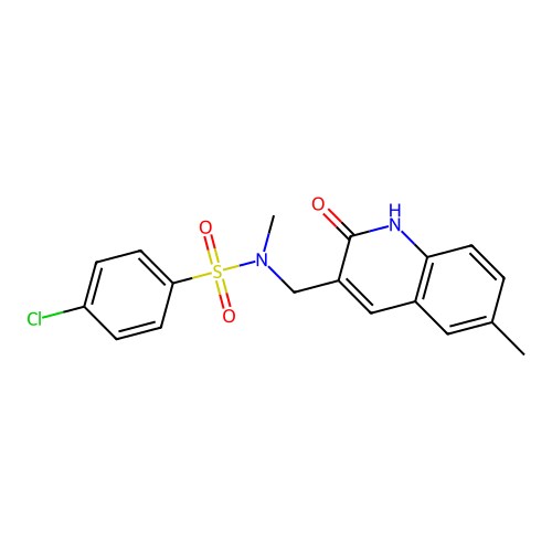 4-chloro-N-methyl-N-[(6-methyl-2-oxo-1H-quinolin-3-yl)methyl]benzenesulfonamide structure