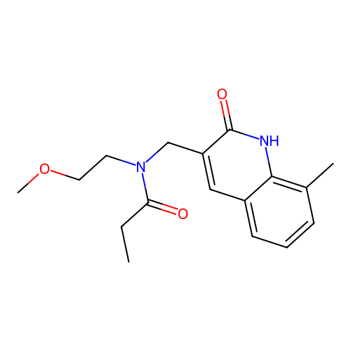 N-((2-hydroxy-8-methylquinolin-3-yl)methyl)-N-(2-methoxyethyl)propionamide structure