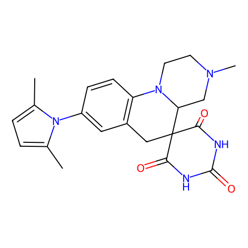 8'-(2,5-dimethylpyrrol-1-yl)-3'-methylspiro[1,3-diazinane-5,5'-2,4,4a,6-tetrahydro-1H-pyrazino[1,2-a]quinoline]-2,4,6-trione structure