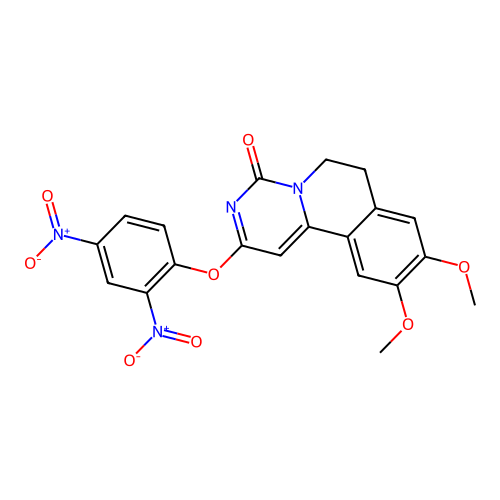 2-(2,4-dinitrophenoxy)-9,10-dimethoxy-6,7-dihydro-4H-pyrimido[6,1-a]isoquinolin-4-one structure