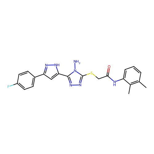 2-((4-amino-5-(3-(4-fluorophenyl)-1H-pyrazol-5-yl)-4H-1,2,4-triazol-3-yl)thio)-N-(2,3-dimethylphenyl)acetamide structure