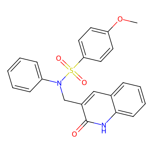 4-methoxy-N-[(2-oxo-1H-quinolin-3-yl)methyl]-N-phenylbenzenesulfonamide structure
