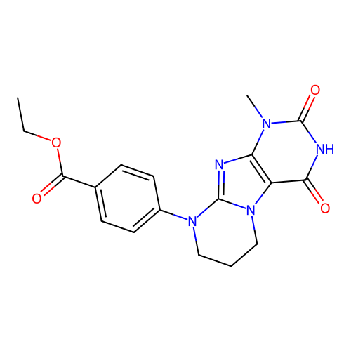 ethyl 4-(1-methyl-2,4-dioxo-7,8-dihydro-6H-purino[7,8-a]pyrimidin-9-yl)benzoate structure