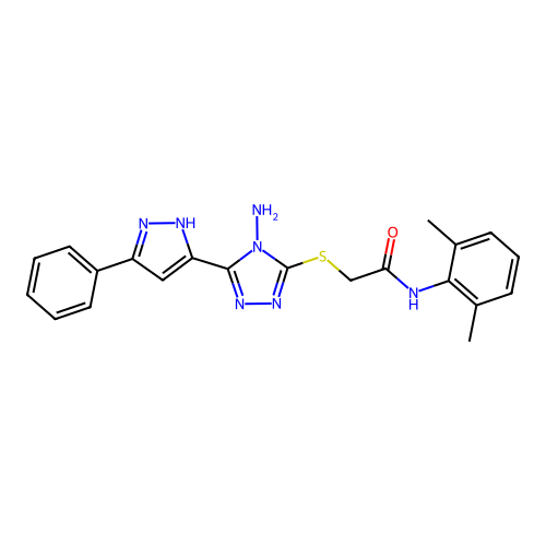 2-((4-amino-5-(3-phenyl-1H-pyrazol-5-yl)-4H-1,2,4-triazol-3-yl)thio)-N-(2,6-dimethylphenyl)acetamide structure