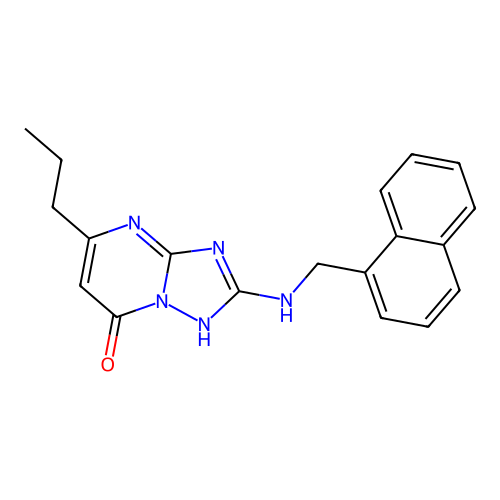 2-((naphthalen-1-ylmethyl)amino)-5-propyl-[1,2,4]triazolo[1,5-a]pyrimidin-7(4H)-one structure