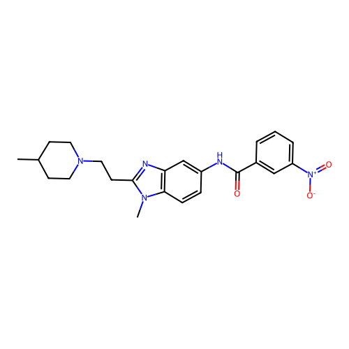 N-[1-methyl-2-[2-(4-methyl-1-piperidyl)ethyl]benzoimidazol-5-yl]-3-nitro-benzamide structure