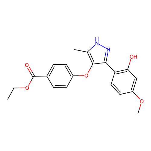 ethyl 4-((3-(2-hydroxy-4-methoxyphenyl)-5-methyl-1H-pyrazol-4-yl)oxy)benzoate structure