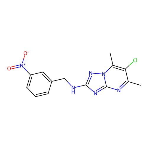 6-chloro-5,7-dimethyl-N-(3-nitrobenzyl)[1,2,4]triazolo[1,5-a]pyrimidin-2-amine structure