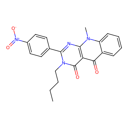 3-butyl-10-methyl-2-(4-nitrophenyl)pyrimido[4,5-b]quinoline-4,5(3H,10H)-dione structure