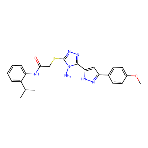 2-((4-amino-5-(3-(4-methoxyphenyl)-1H-pyrazol-5-yl)-4H-1,2,4-triazol-3-yl)thio)-N-(2-isopropylphenyl)acetamide structure