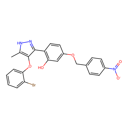 2-[4-(2-bromophenoxy)-3-methyl-1H-pyrazol-5-yl]-5-[(4-nitrobenzyl)oxy]phenol structure