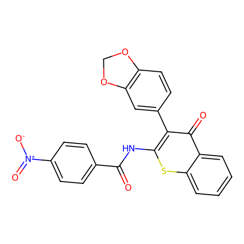 N-[3-(1,3-benzodioxol-5-yl)-4-oxo-4H-thiochromen-2-yl]-4-nitrobenzamide structure