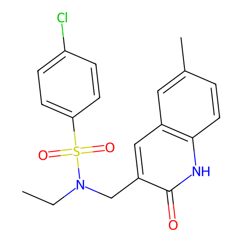 4-chloro-N-ethyl-N-((2-hydroxy-6-methylquinolin-3-yl)methyl)benzenesulfonamide structure