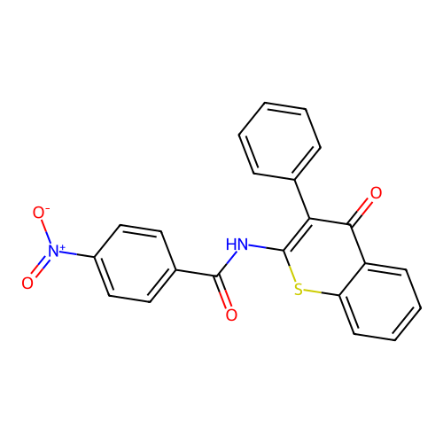 4-nitro-N-(4-oxo-3-phenyl-4H-thiochromen-2-yl)benzamide structure