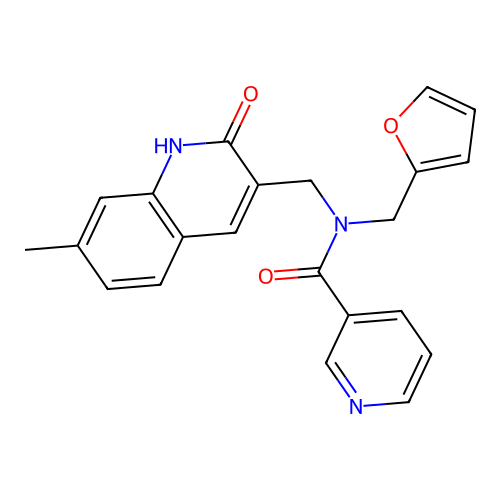 N-(furan-2-ylmethyl)-N-((2-hydroxy-7-methylquinolin-3-yl)methyl)nicotinamide structure
