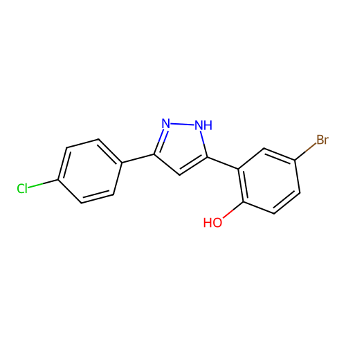 4-bromo-2-[5-(4-chlorophenyl)-1H-pyrazol-3-yl]phenol structure