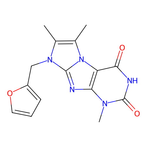 8-(furan-2-ylmethyl)-1,6,7-trimethyl-1H-imidazo[2,1-f]purine-2,4(3H,8H)-dione structure