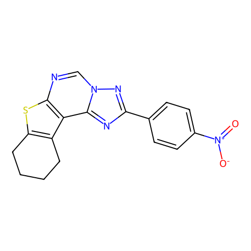 2-(4-nitrophenyl)-8,9,10,11-tetrahydro[1]benzothieno[3,2-e][1,2,4]triazolo[1,5-c]pyrimidine structure