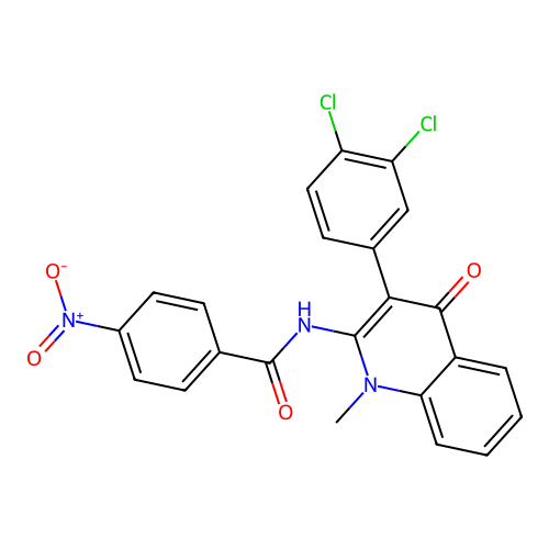 N-[3-(3,4-dichlorophenyl)-1-methyl-4-oxoquinolin-2-yl]-4-nitrobenzamide structure