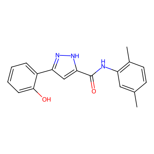 N-(2,5-dimethylphenyl)-5-(2-hydroxyphenyl)-1H-pyrazole-3-carboxamide structure
