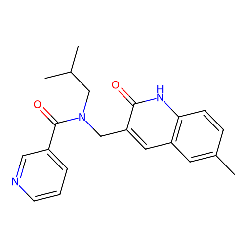 N-((2-hydroxy-6-methylquinolin-3-yl)methyl)-N-isobutylnicotinamide structure