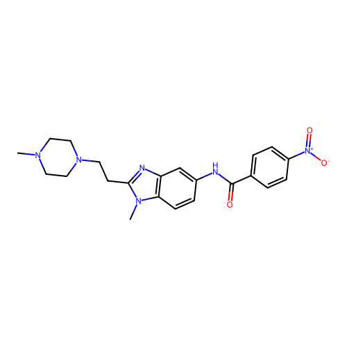 N-[1-methyl-2-[2-(4-methylpiperazin-1-yl)ethyl]benzimidazol-5-yl]-4-nitrobenzamide structure