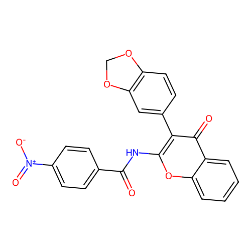 N-[3-(1,3-benzodioxol-5-yl)-4-oxochromen-2-yl]-4-nitrobenzamide structure
